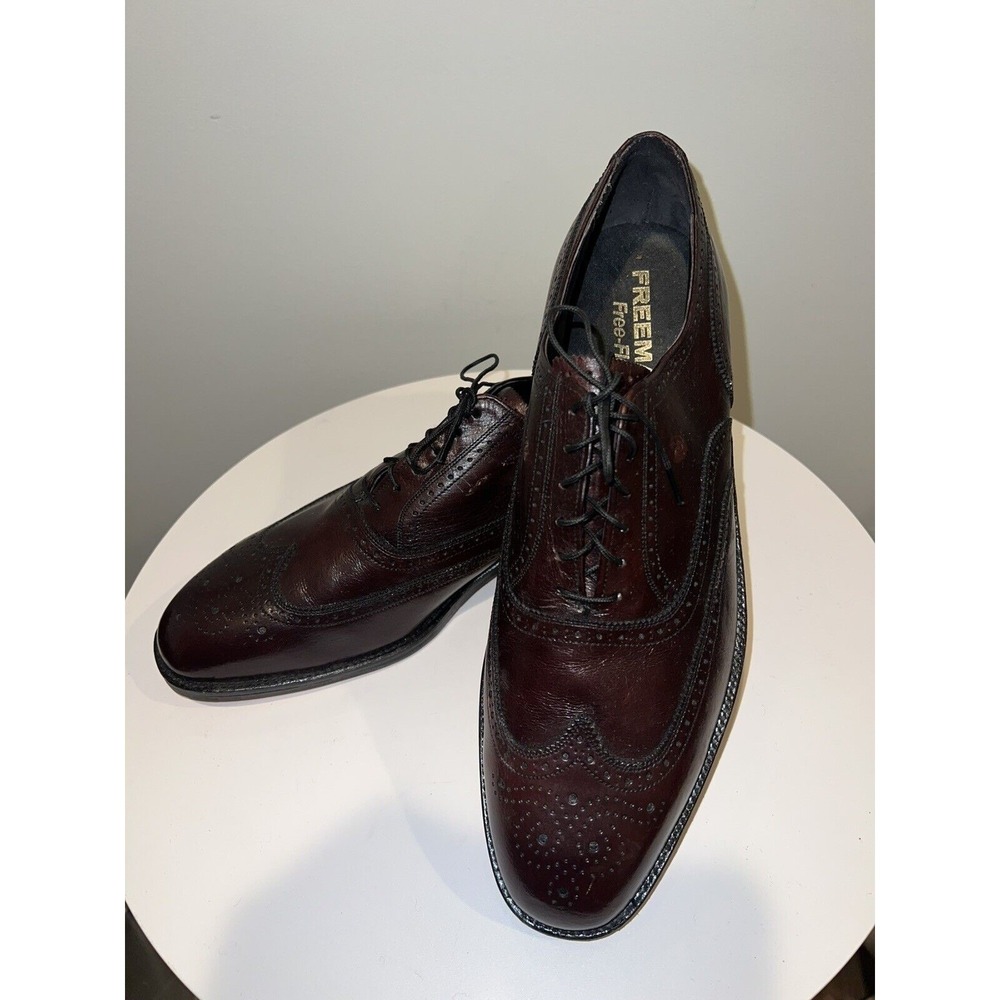 Freeman Free Flex Brown Leather Wingtip Dress Shoes Lace Oxfords Men 12 C - Picture 8 of 13